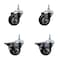 Service Caster 3 Inch Black Polyurethane 38 Inch Threaded Stem Caster Set 2 Brakes SCC SCC-TS20S314-PPUB-BLK-381615-2-PLB-2 - alternate 1